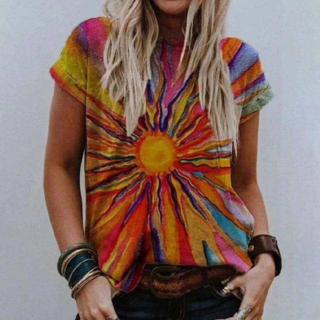 Summer Women Vintage Print Blouse Shirts 2020 Elegant O Neck Female Pullover Tops Casual Loose Short Sleeve Streetwear Blusa XXL