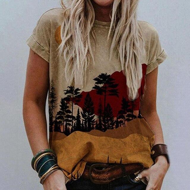 Summer Women Vintage Print Blouse Shirts 2020 Elegant O Neck Female Pullover Tops Casual Loose Short Sleeve Streetwear Blusa XXL