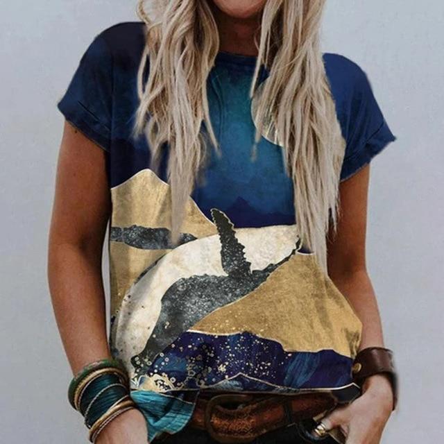 Summer Women Vintage Print Blouse Shirts 2020 Elegant O Neck Female Pullover Tops Casual Loose Short Sleeve Streetwear Blusa XXL