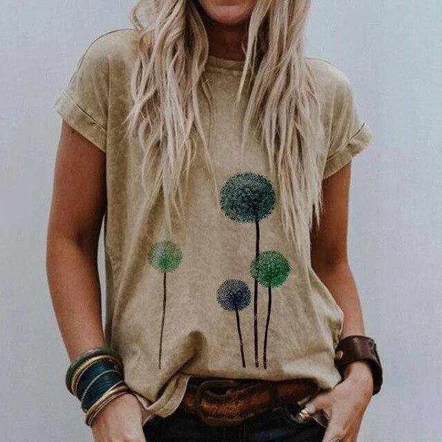 Summer Women Vintage Print Blouse Shirts 2020 Elegant O Neck Female Pullover Tops Casual Loose Short Sleeve Streetwear Blusa XXL