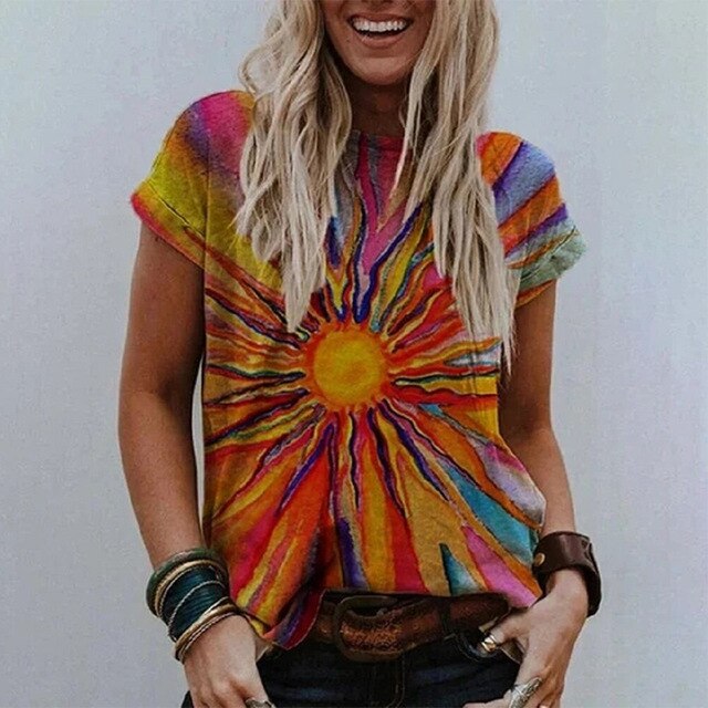 3XL Vintage Pattern Print Blouse Shirt Women 2020 Summer O Neck Short Sleeve Loose Tops Pullover Female Casual Streetwear Blusas