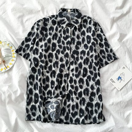 Autumn Spring Women Shirts Black White Cartoon Cat Print Blouses Fashion Slim Long Sleeve Chiffon Shirt Female Tops Blusas Mujer