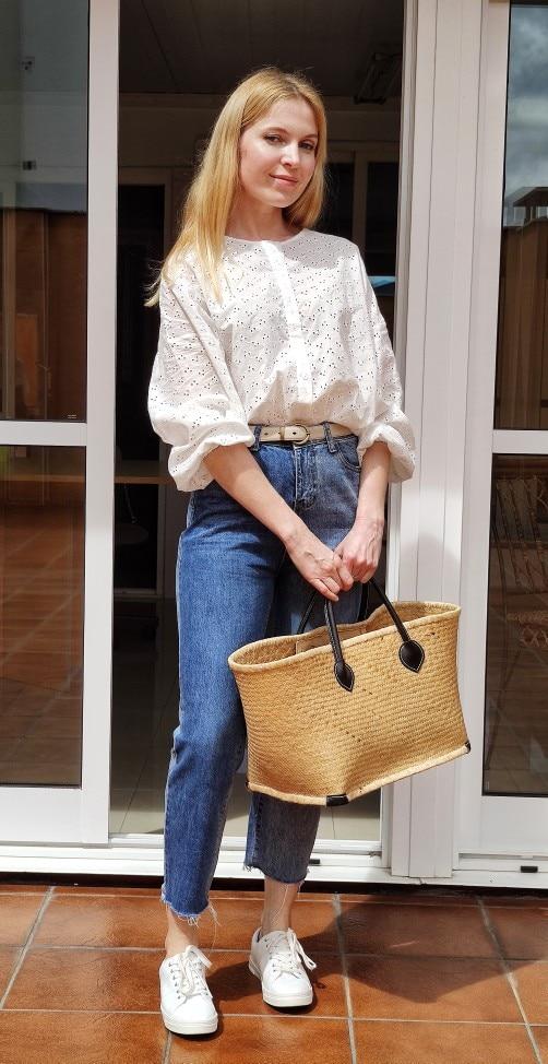 Spring&autumn Wild Hollow Hook Flower Design Round Neck Single-breasted Loose Long-sleeved Shirt Women's Shirt Korean Clothing