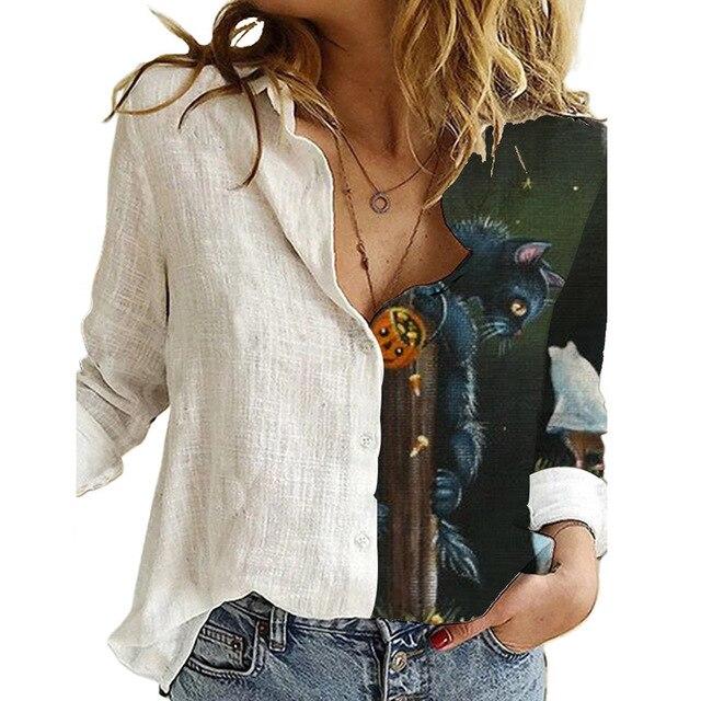 Women Elegant Turn-down Collar Button Blouse Shirt 2020 Autumn Floral Print Long Sleeve Tops Ladies New Casual Plus Size Blouses