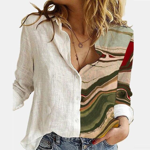 Autumn Women Elegant Turn-Down Collar Blouse Shirt 2020 Floral Print Vintage Button Top Office Lady Casual 5XL Long Sleeve Blusa