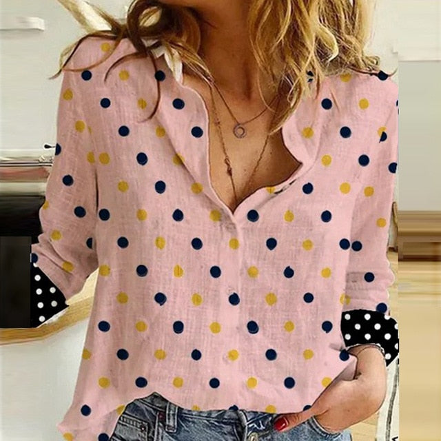Elegant Print Turn-Down Collar Blouse Shirt 2020 Autumn Lady Office Long Sleeve Tops Casual Women Button Plus Size Shirts Blusas