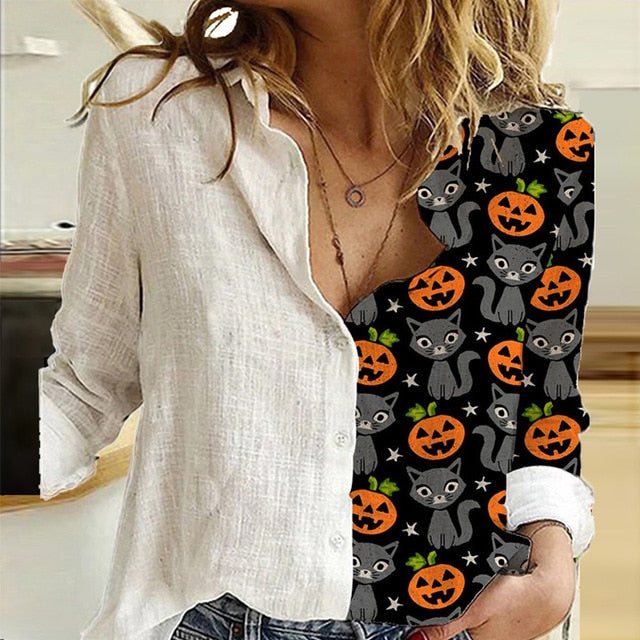 Elegant Print Turn-Down Collar Blouse Shirt 2020 Autumn Lady Office Long Sleeve Tops Casual Women Button Plus Size Shirts Blusas