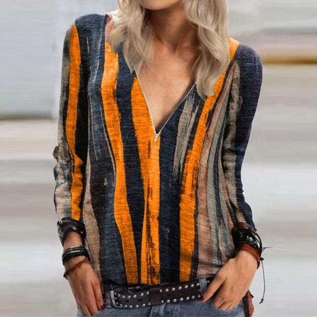 Women Elegant Floral Print Blouse Shirts 2020 Autumn V-Neck Button Long Sleeves Tops Ladies Office Casual Streetwear Blusas 5XL