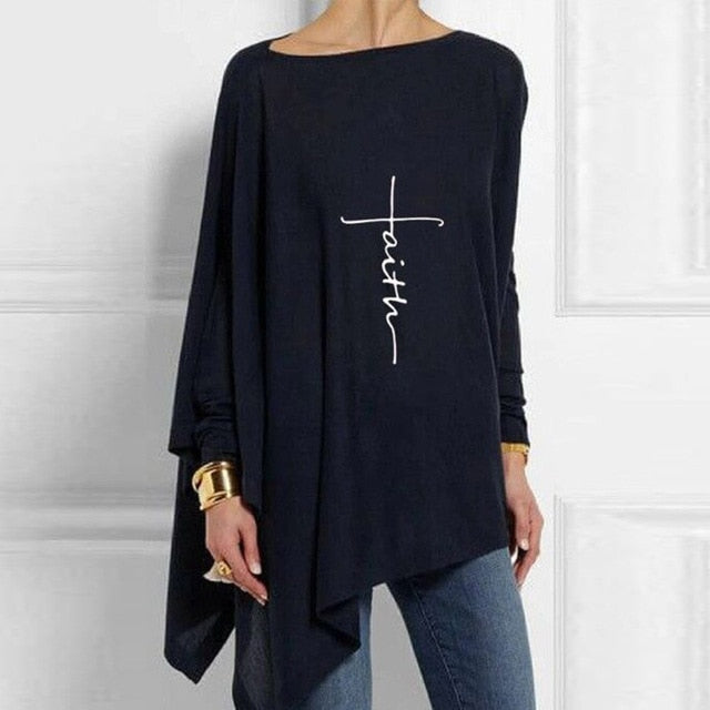 Vintage Abstract Face Printed Irregular Shirt Women O Neck Long Sleeve Autumn Blouse Casual Loose Oversize Pullover Harajuku Top