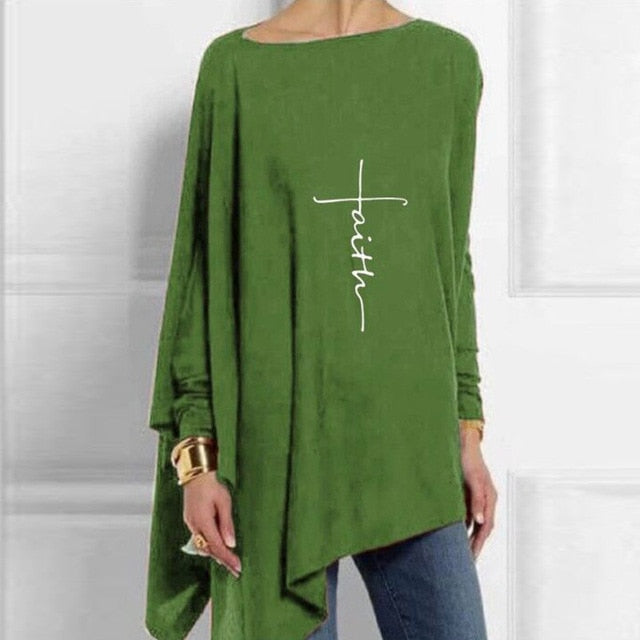 Vintage Abstract Face Printed Irregular Shirt Women O Neck Long Sleeve Autumn Blouse Casual Loose Oversize Pullover Harajuku Top