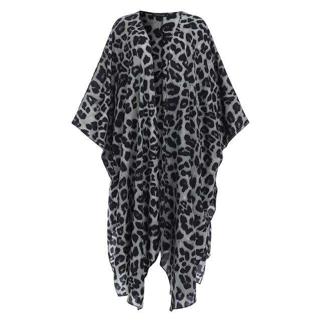Plus Size Celmia Autumn Women Vintage Kimono Cardigan Long Shirts Sexy Leopard Print Blouses Long Sleeve Casual Beach Cover Up