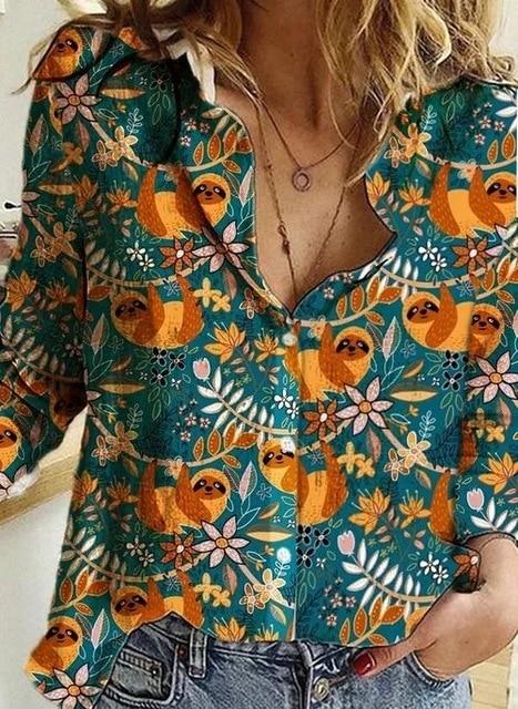 long sleeve shirt woman  Fashion new shirt loose big size temperament casual print top woman