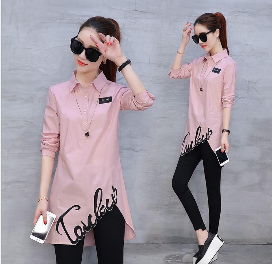 Cotton shirt tops 2020 spring autumn blouse new women's  blouse fashion long-sleeved slim wild Han Fan shirt tops