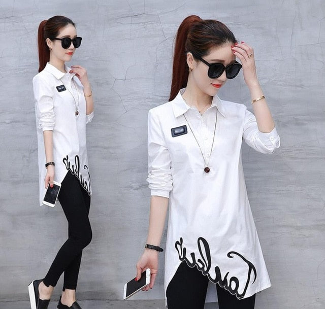 Cotton shirt tops 2020 spring autumn blouse new women's  blouse fashion long-sleeved slim wild Han Fan shirt tops