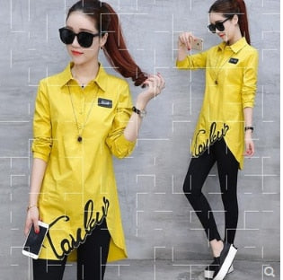 Cotton shirt tops 2020 spring autumn blouse new women's  blouse fashion long-sleeved slim wild Han Fan shirt tops