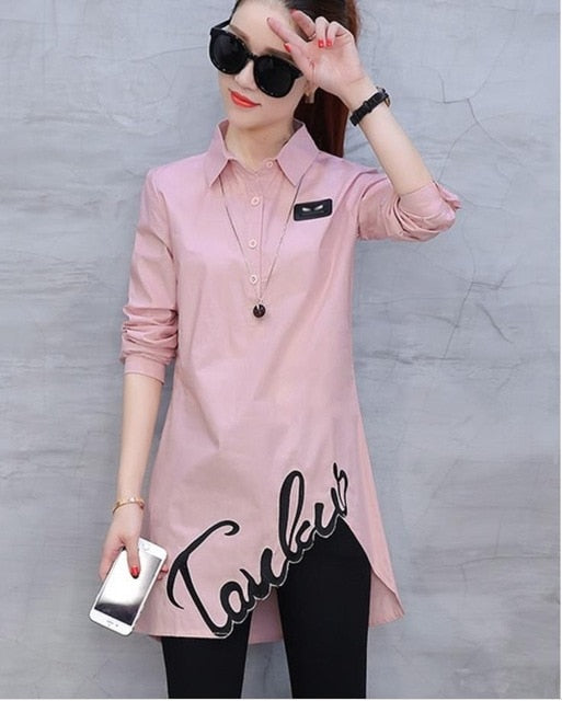 Cotton shirt tops 2020 spring autumn blouse new women's  blouse fashion long-sleeved slim wild Han Fan shirt tops