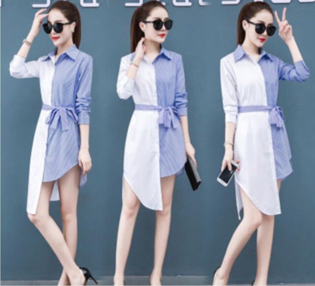 Cotton shirt tops 2020 spring autumn blouse new women's  blouse fashion long-sleeved slim wild Han Fan shirt tops