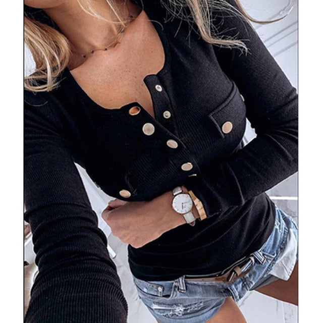 Autumn Sexy V Neck Button Shirts Blouse 2020 Fashion Lace Long Sleeve Pullovers Tops Casual Female Solid Shirt Blusas Streetwear