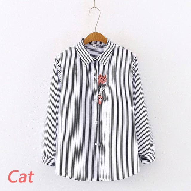 2020 NEW White Shirt Casual Wear Button Up Turn Down Collar Long Sleeve Cotton Blouse Embroidery Feminina HOT Sale T8D427M