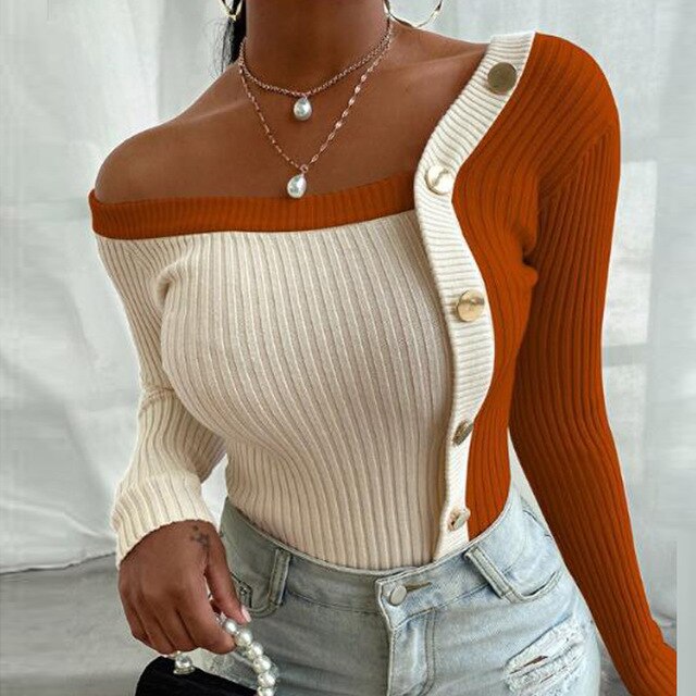 Autumn Long Sleeve Solid Blouse Shirts 2020 Women Elegant V Neck Rib Tops Pullovers Winter Casual Office Lady Button Slim Blusa