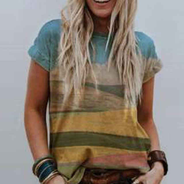 Summer Women Vintage Print Blouse Shirts 2020 Elegant O Neck Female Pullover Tops Casual Loose Short Sleeve Streetwear Blusa XXL