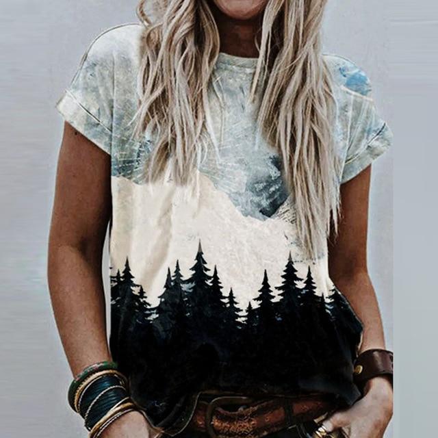 Summer Women Vintage Print Blouse Shirts 2020 Elegant O Neck Female Pullover Tops Casual Loose Short Sleeve Streetwear Blusa XXL