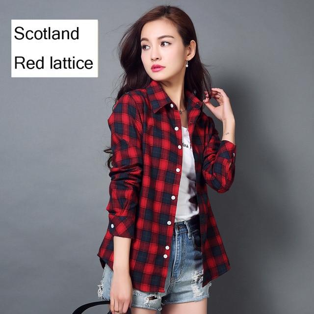 2020 fashion ladies plaid shirt tops long sleeve women casual embroidered shirt Pure cotton flannel shirt blouse women shirts