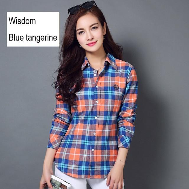 2020 fashion ladies plaid shirt tops long sleeve women casual embroidered shirt Pure cotton flannel shirt blouse women shirts