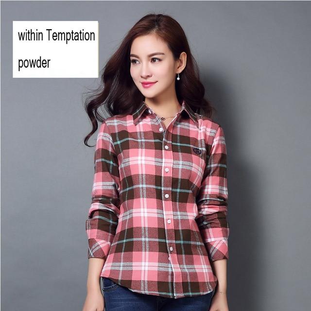2020 fashion ladies plaid shirt tops long sleeve women casual embroidered shirt Pure cotton flannel shirt blouse women shirts