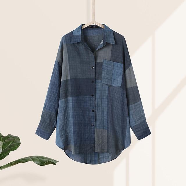 Vintage Casual Long Sleeve Lapel Tunic Tops Solid Loose Blouse Shirts Celmia 2020 Autumn Pleated Irregular Split Hem Chic Blusas