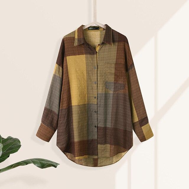 Vintage Casual Long Sleeve Lapel Tunic Tops Solid Loose Blouse Shirts Celmia 2020 Autumn Pleated Irregular Split Hem Chic Blusas