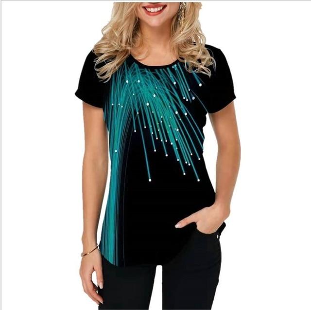 Summer 2021 Sexy 3D Fashion Women Ruffles Printed Tops Tees Big Large Plus Sizes Elegant Femme Blouse Shirt Befree Boho Casual