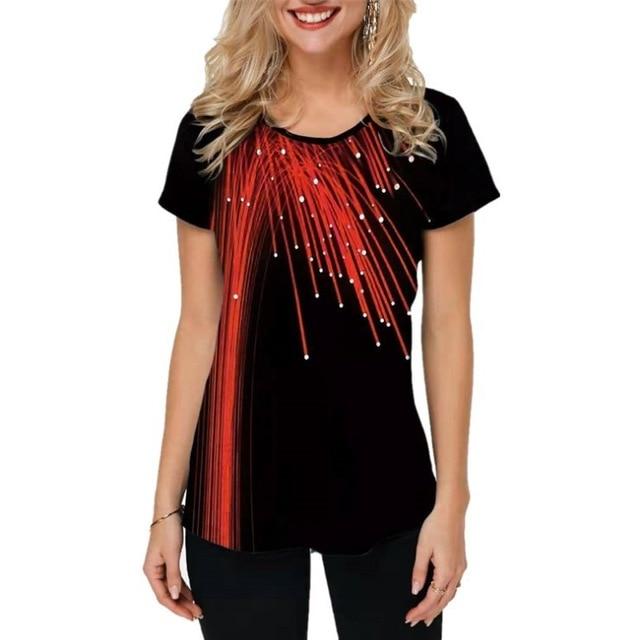 Summer 2021 Sexy 3D Fashion Women Ruffles Printed Tops Tees Big Large Plus Sizes Elegant Femme Blouse Shirt Befree Boho Casual