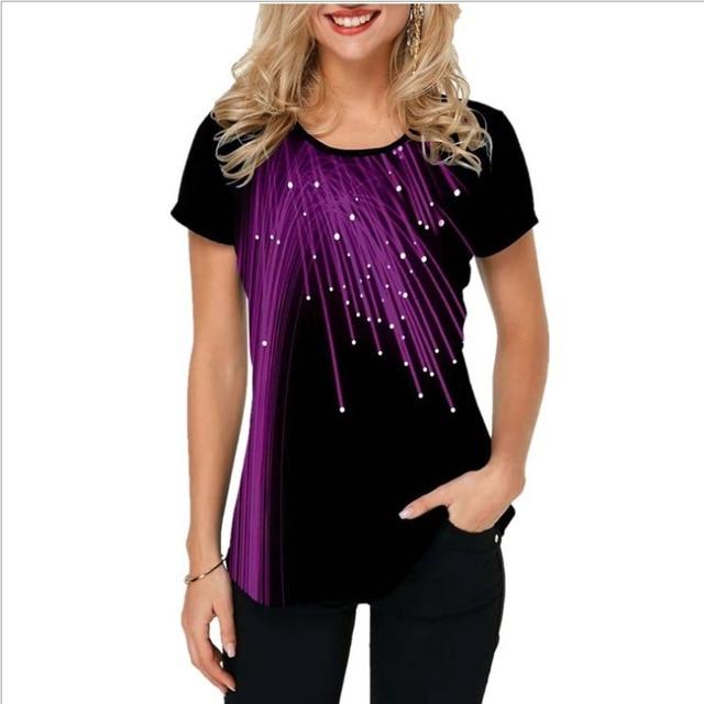 Summer 2021 Sexy 3D Fashion Women Ruffles Printed Tops Tees Big Large Plus Sizes Elegant Femme Blouse Shirt Befree Boho Casual