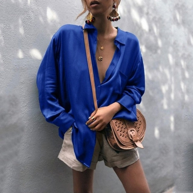 Fashion Women Blouse Shirt  Spring Women Clothing Solid Buttons Long Sleeve Shirts Tops Ladies OL Shirt White Office Shirt