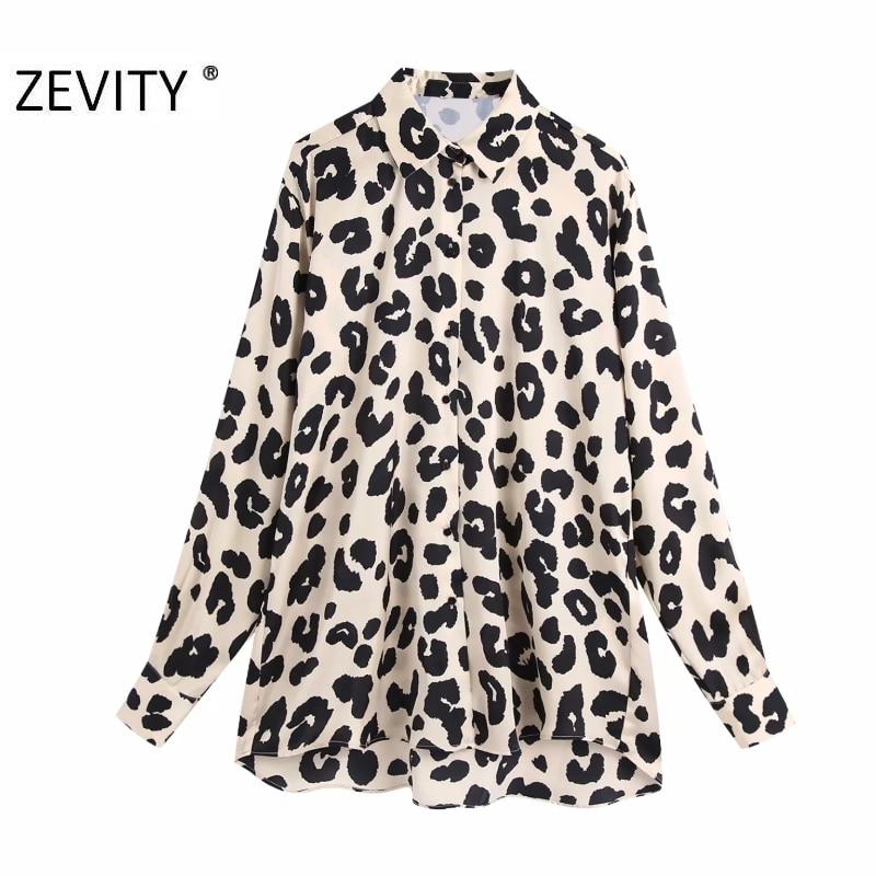 Zevity New Women Fashion Leopard Printing Casual Smock Blouse Office Ladies Long Sleeve Business Shirts Chic Chemise Tops LS7291
