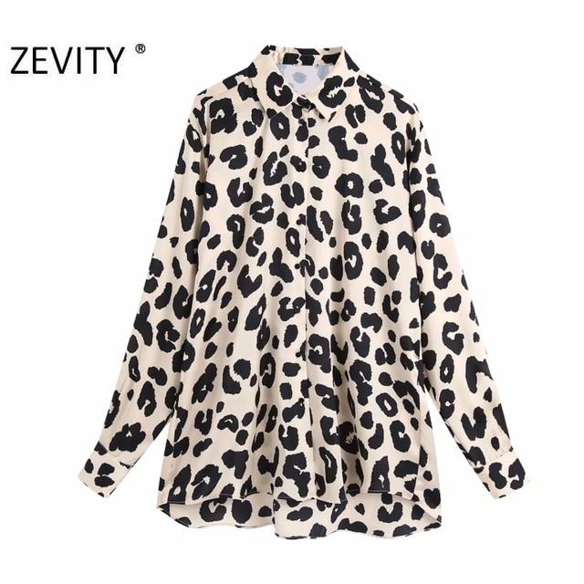 Zevity New Women Fashion Leopard Printing Casual Smock Blouse Office Ladies Long Sleeve Business Shirts Chic Chemise Tops LS7291