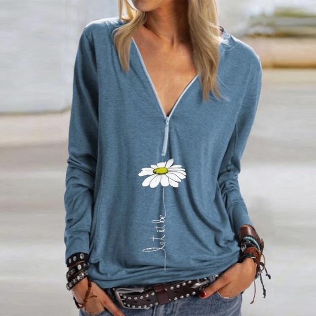 Women Elegant Floral Print Blouse Shirts 2020 Autumn V-Neck Button Long Sleeves Tops Ladies Office Casual Streetwear Blusas 5XL