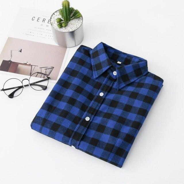 Women Plaid Blouses Shirts 2020 Women College Style Long Sleeve Blouse Casual Flannel Plaid Shirt Female Plus Size Tops Clothes