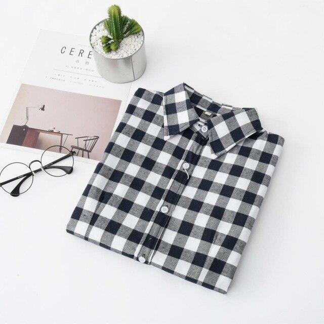 Women Plaid Blouses Shirts 2020 Women College Style Long Sleeve Blouse Casual Flannel Plaid Shirt Female Plus Size Tops Clothes
