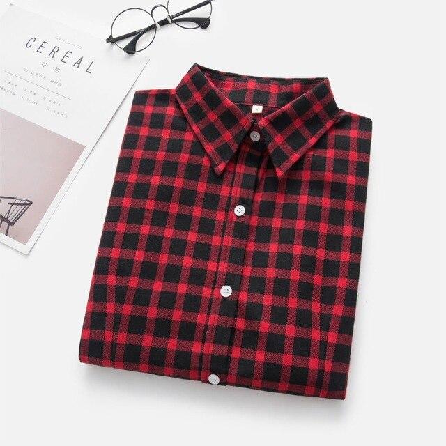 Women Plaid Blouses Shirts 2020 Women College Style Long Sleeve Blouse Casual Flannel Plaid Shirt Female Plus Size Tops Clothes