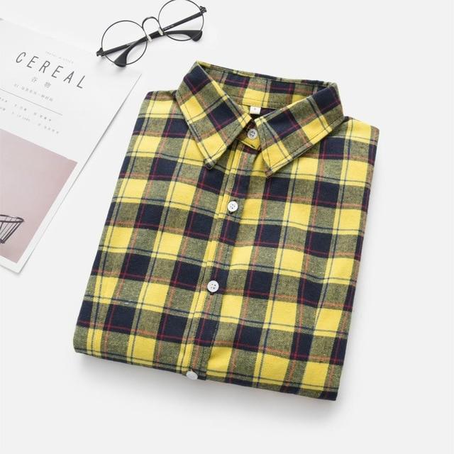 Women Plaid Blouses Shirts 2020 Women College Style Long Sleeve Blouse Casual Flannel Plaid Shirt Female Plus Size Tops Clothes