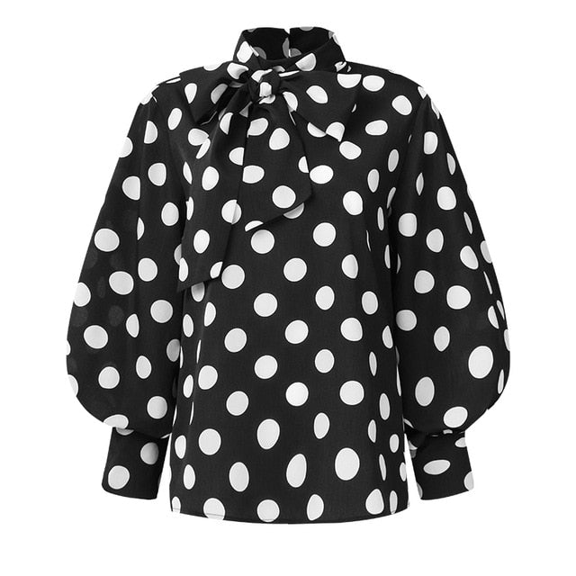 Celmia Plus Size Women Satin Blouse 2020 Fashion Tunic Top Elegant OL Bow Tie Neck Lantern Sleeve Office Shirt Casual Blusas 5XL