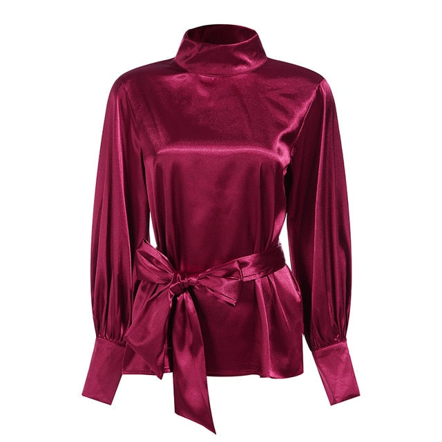 Celmia Plus Size Women Satin Blouse 2020 Fashion Tunic Top Elegant OL Bow Tie Neck Lantern Sleeve Office Shirt Casual Blusas 5XL