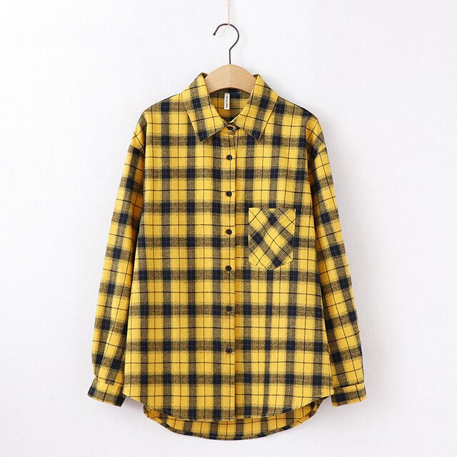 Tangada  fashion women chic oversized plaid blouse long sleeve female casual   print shirts stylish cotton tops blusas XQ01