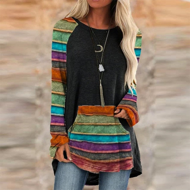 Vintage Abstract Face Printed V Neck Blouse Shirt Women Autumn Long Sleeve Irregular Tops Pullover Casual Loose Harajuku Blouses