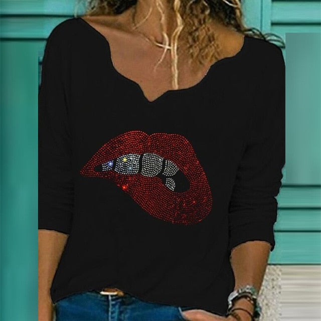 Autumn Women Elegant V-Neck Print Blouse Shirt 2020 New Casual Loose Long Sleeve Tops Ladies Plus Size Streetwear Pullover Blusa