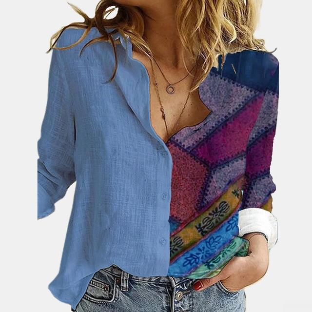 Autumn Women Elegant Turn-Down Collar Blouse Shirt 2020 Floral Print Vintage Button Top Office Lady Casual 5XL Long Sleeve Blusa