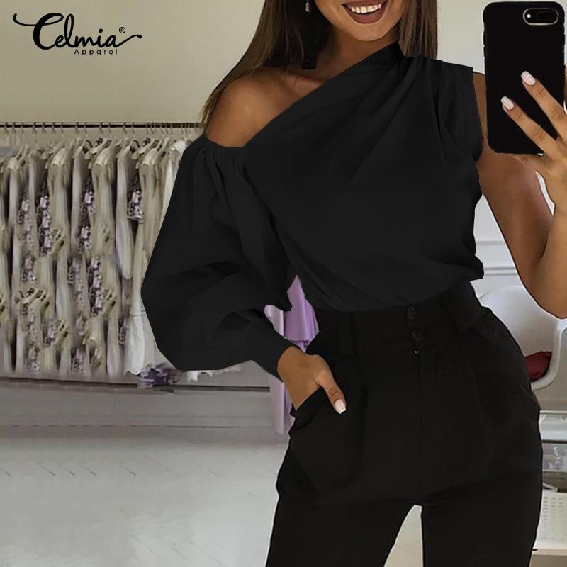 Sexy Off Shoulder Women Office Shirts Celmia Fashion Long Sleeve Blouse Casual Loose Tops Lady Elegant Blusas Plus Size Femme 7