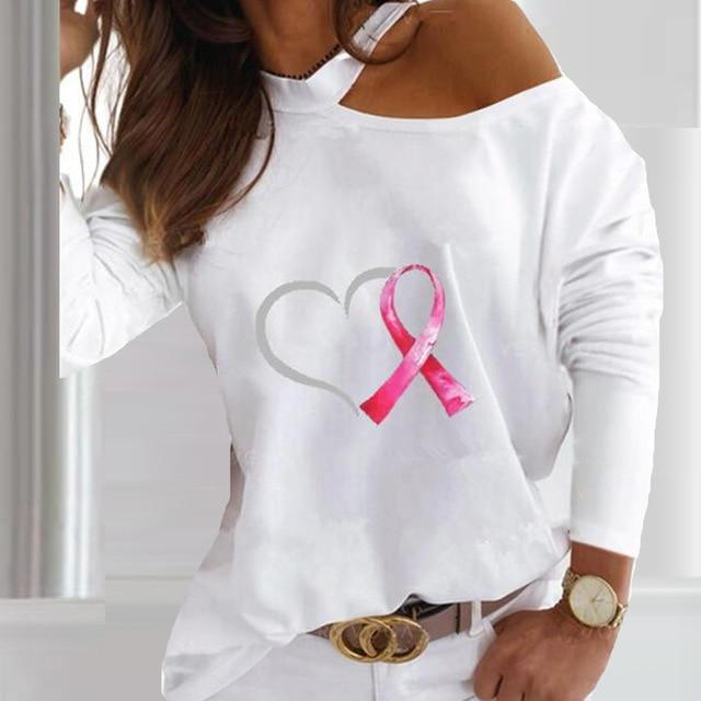 Women Sexy Heart Print Halter Blouse Shirt Fashion Off Shoulder  Long Sleeve Tops Pullovers Autumn Casual Slim Streetwear Blusas